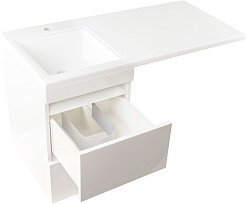 Style Line Тумба с раковиной подвесная Даллас 100 L Люкс, белая PLUS эмаль – фотография-4